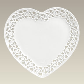 Heart Shape Plate w/ Openwork, 10", SELECTED SECONDS