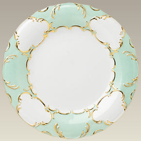 10.5" Green & Gold Scrolled Plate, SELECTED SECONDS