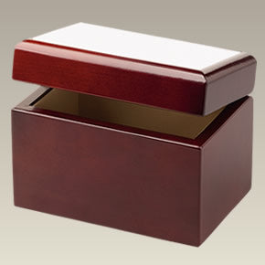 Wood Tea or Recipe Box w/ Ceramic Tile, 4" x 6"