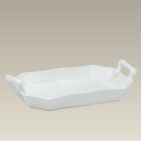 Handled Serving Tray with Basket Weave, 10"