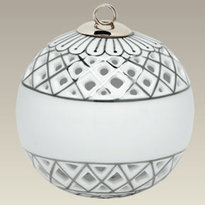 3" Platinum Trimmed Openwork Ball Ornament