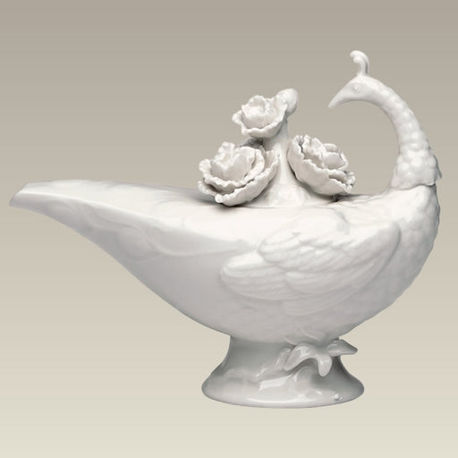 Cream Peacock Teapot, 18 oz.