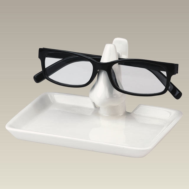 Cream Eyeglass Holder with Tray, 5.5 x 4