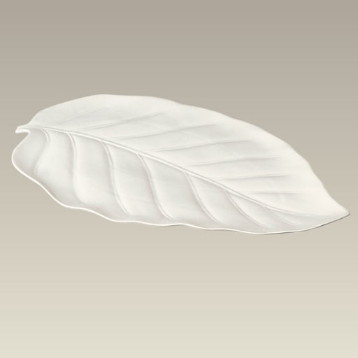 Cream Leaf Shaped Serving Tray, 16" x 9.75"