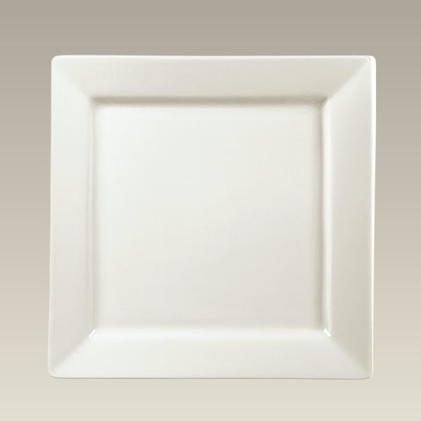 10" Cream Rim Shape Square Plate, SELECTED SECONDS