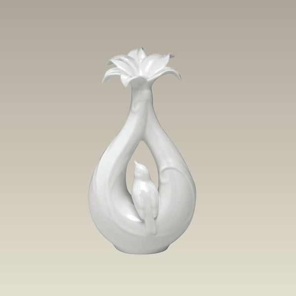 Lily Bud Vase w/ Bird, 7"