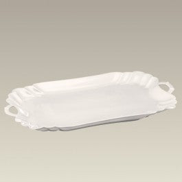 Warm White Handled Tray, 18.25" x 11", SELECTED SECONDS
