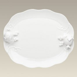 Warm White Platter with fruit, 14"