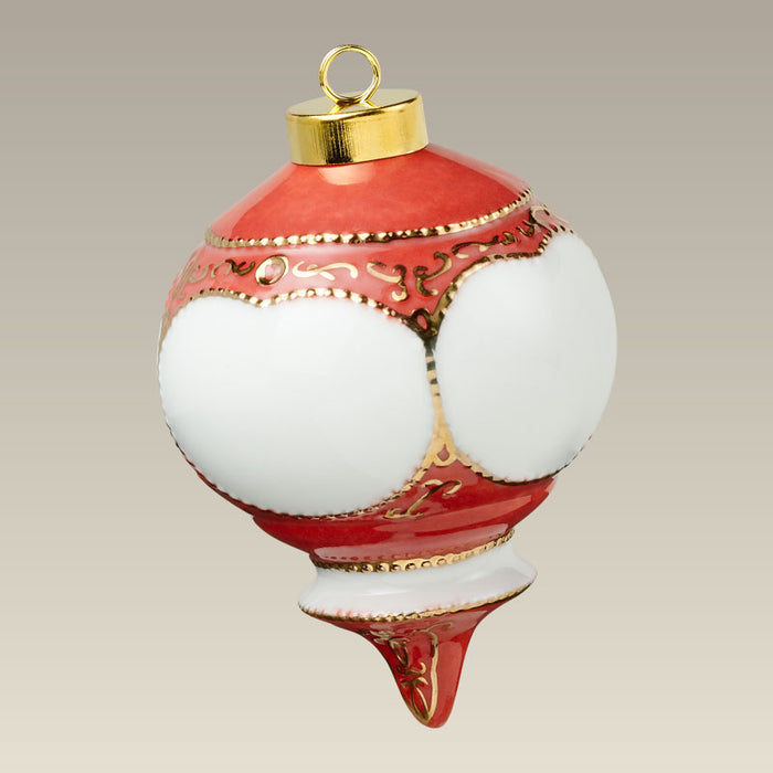Victorian Ball Ornament with Red & Gold, 4"