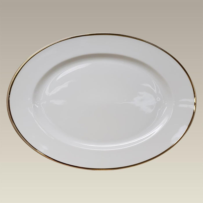 Gold Banded Rim Shape Oval Platter, 15.75"