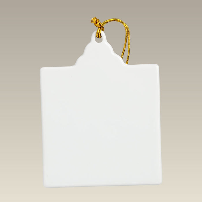 Square Ornament with Hole, 3" x 3.875"