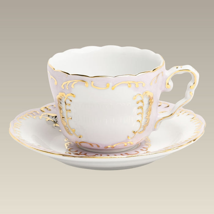 8 oz. Pink and Gold Cup and Saucer
