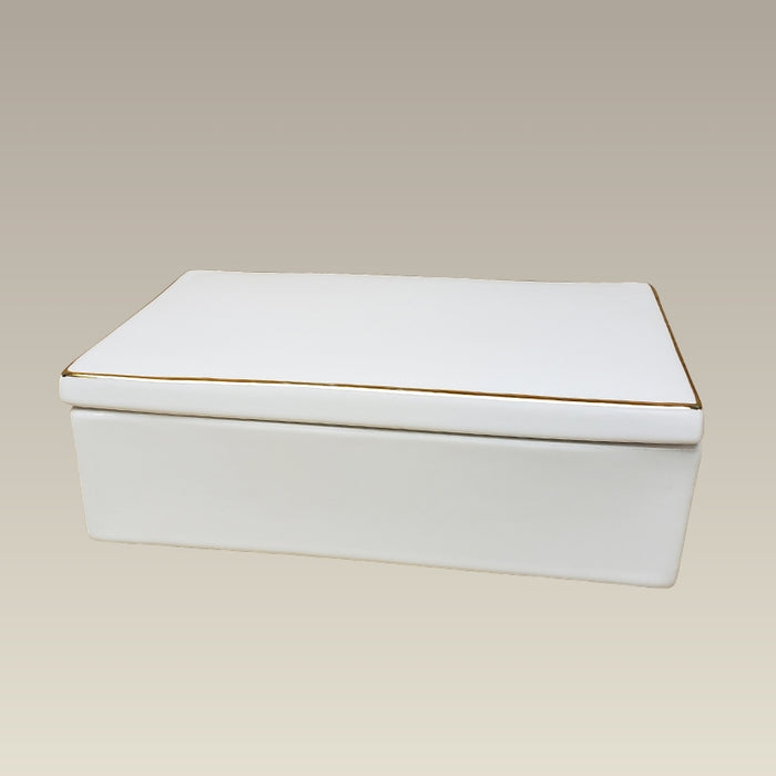 6" Rectangular Box, Gold Banded