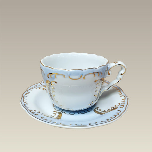 8 oz. Blue and Gold Cup and Saucer